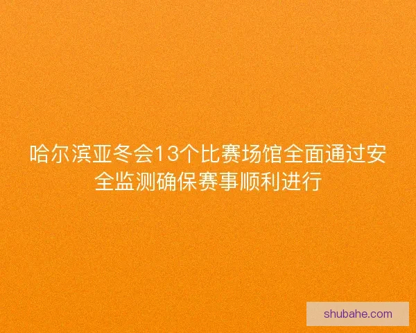 哈尔滨亚冬会13个比赛场馆全面通过安全监测确保赛事顺利进行