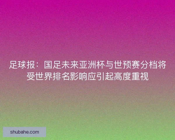 足球报：国足未来亚洲杯与世预赛分档将受世界排名影响应引起高度重视